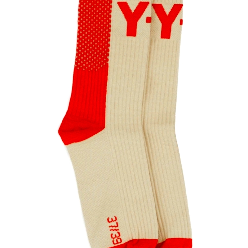 Adidas Y-3 Logo Colorblock Socks - Stone Khaki/Red - Picture 4 of 5
